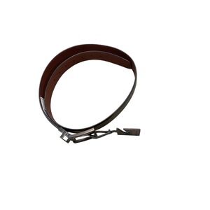 Guess Men's Reversible Belt Black Brown Leather Silver Buckle RN 129919